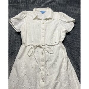 Draper James RSVP Dress M Midi Floral Embroidered Lined White‎ Church Trad-Wife